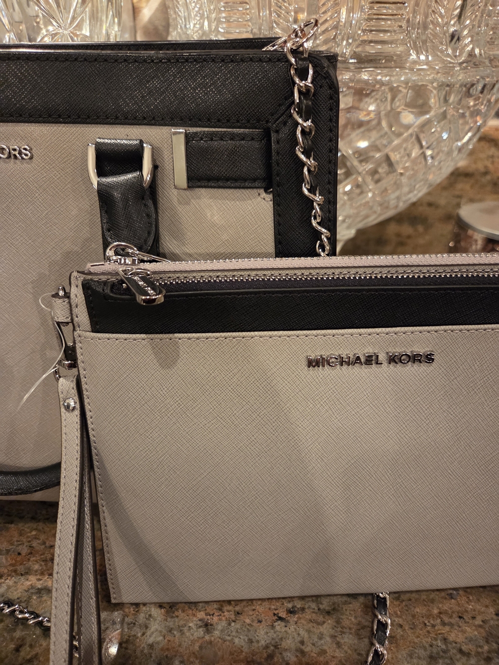MICHAEL KORS Gray and Black Saffiano Satchel Set - Picture 3 of 13